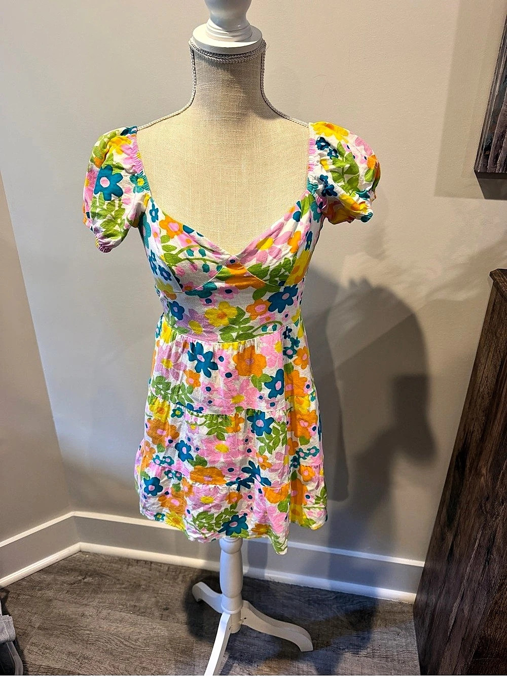 Show me your mumu Floral Mini Dress in Pink & Green Like New